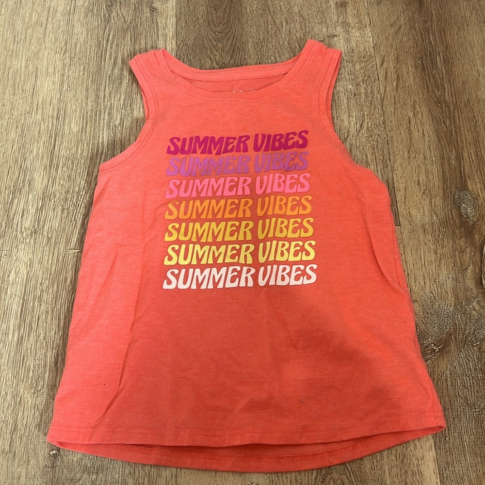 Cat & Jack, summer vibes, coral, ombre, graphic tee, girls 5T 